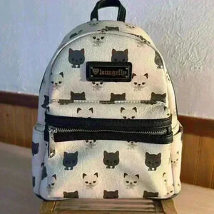 Loungefly Cat Print Faux Leather Mini Backpack/Purse.
